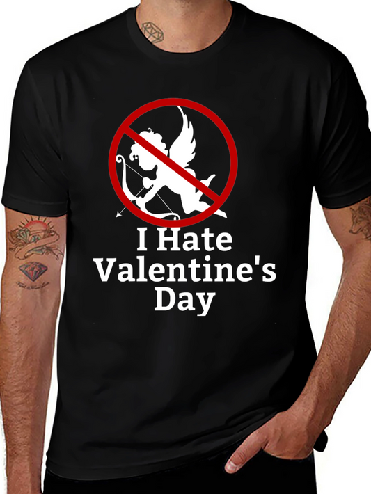 Camiseta Negra Odio San Valentín Diseño Cupido Prohibido