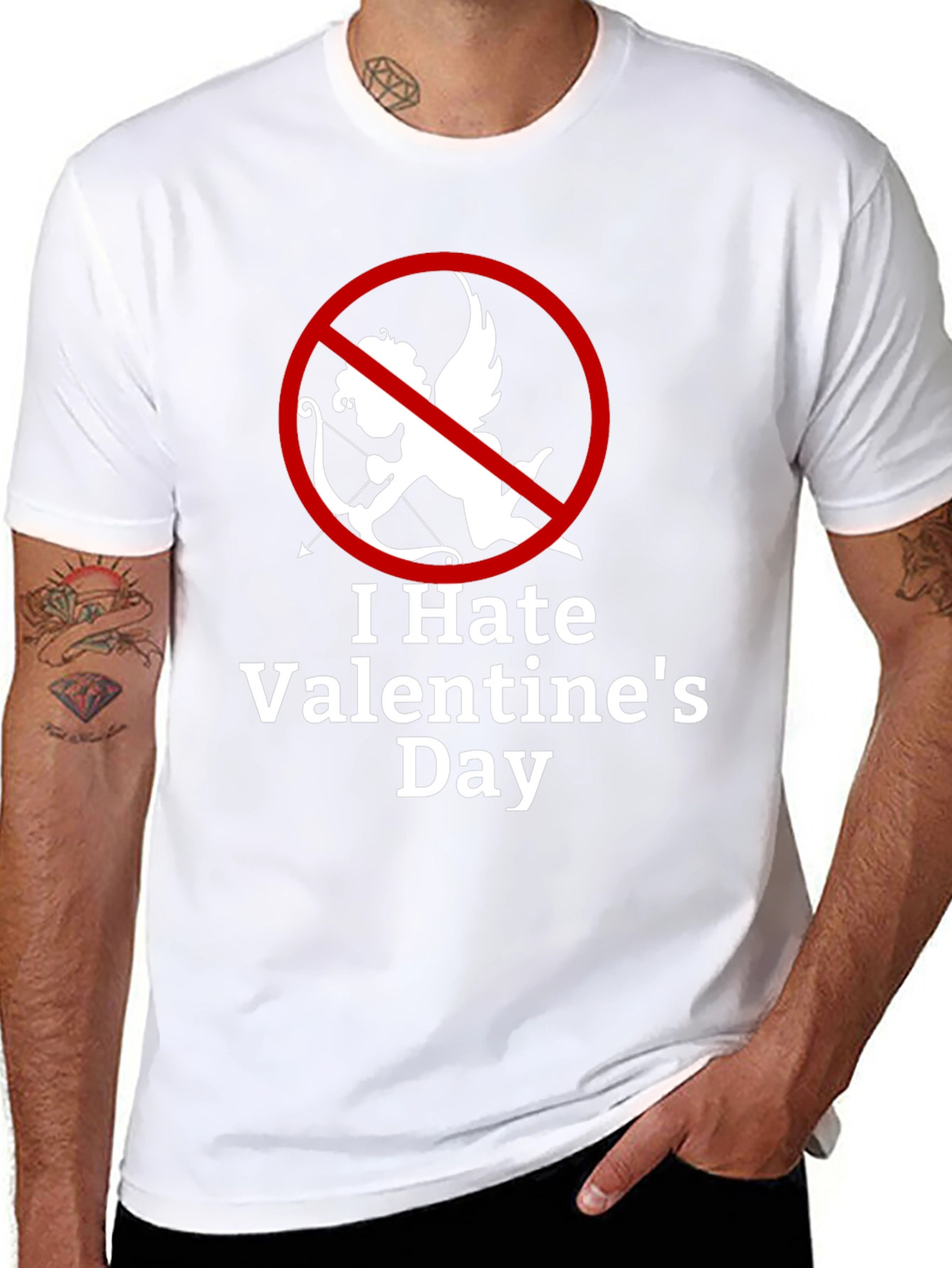Camiseta Negra Odio San Valentín Diseño Cupido Prohibido