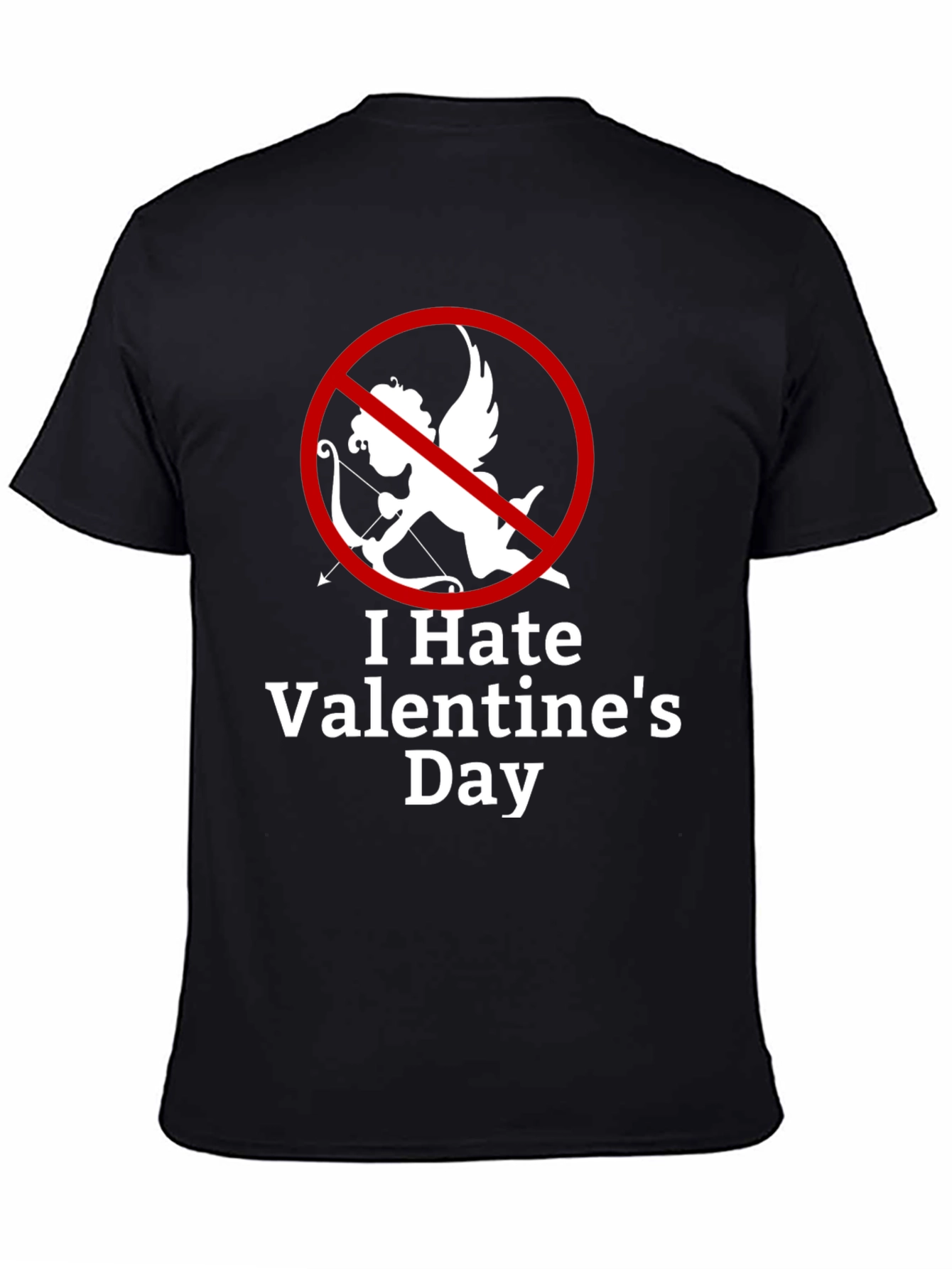 Camiseta Negra Odio San Valentín Diseño Cupido Prohibido