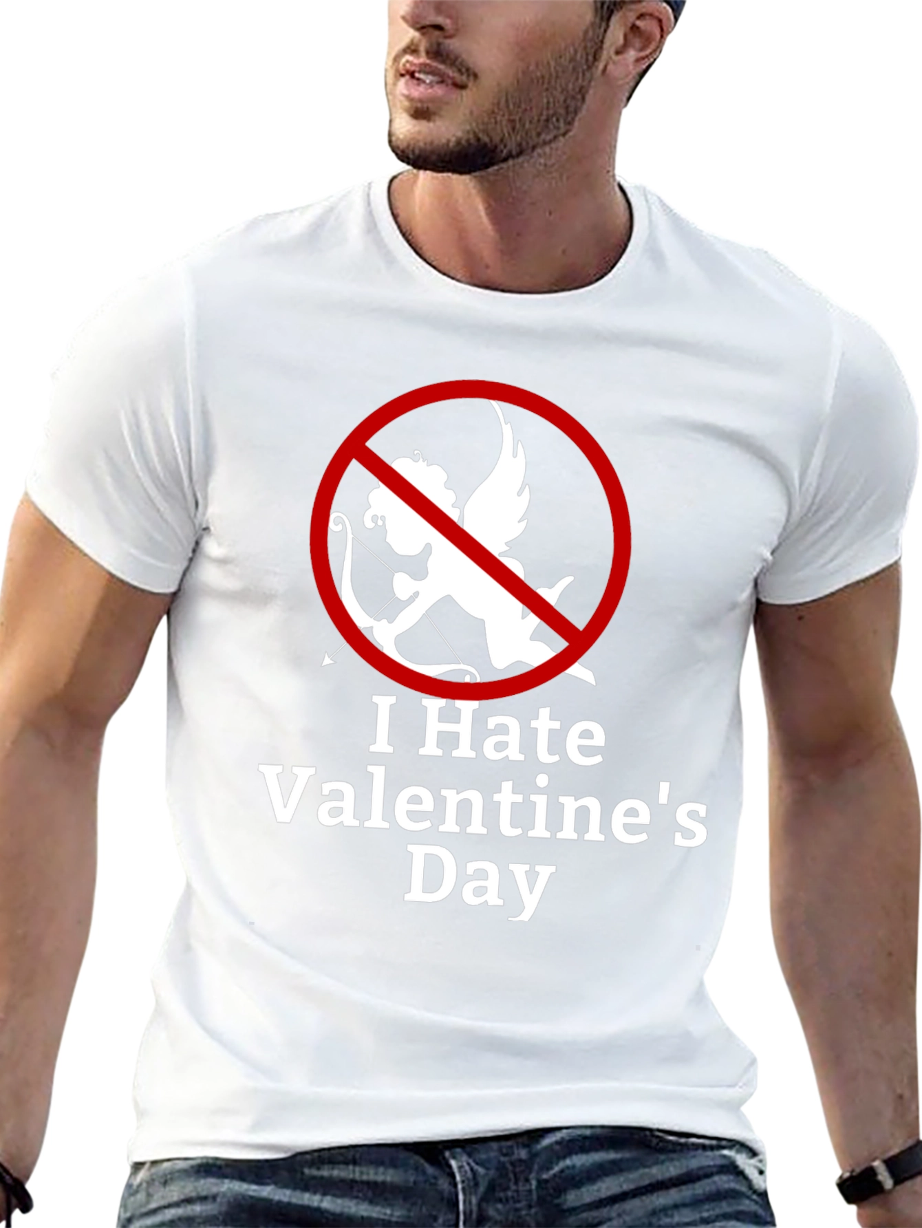 Camiseta Negra Odio San Valentín Diseño Cupido Prohibido