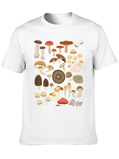 Camiseta Negra con Estampado de Hongos