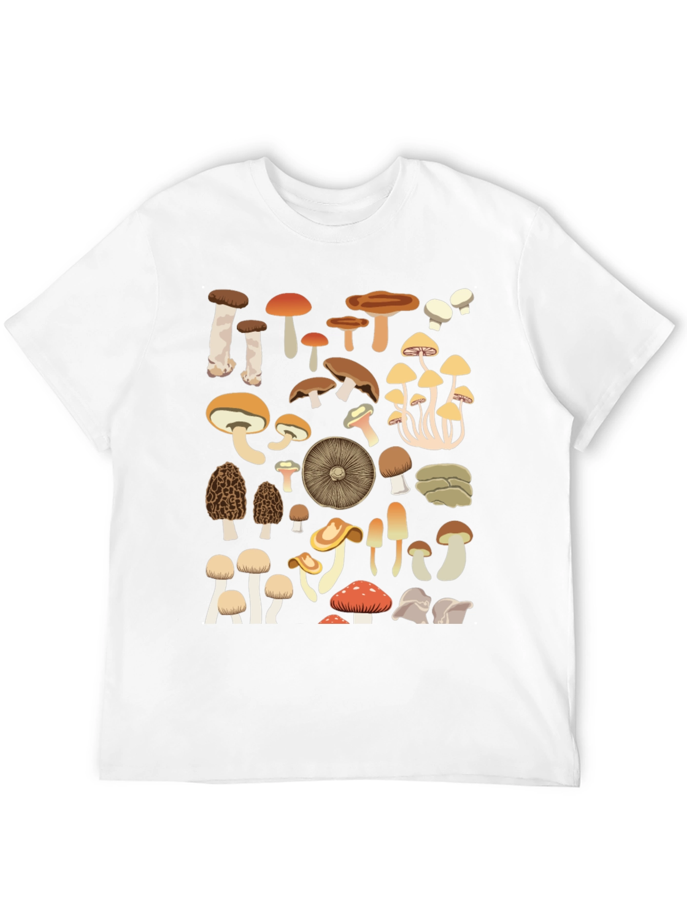 Camiseta Negra con Estampado de Hongos