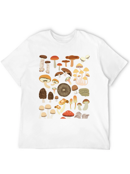 Camiseta Negra con Estampado de Hongos