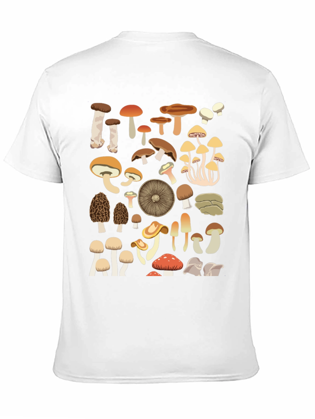 Camiseta Negra con Estampado de Hongos