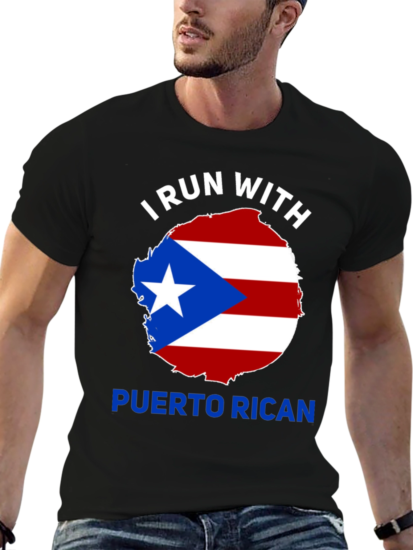 Camiseta Negra: ¡Corro Con Puerto Rico!
