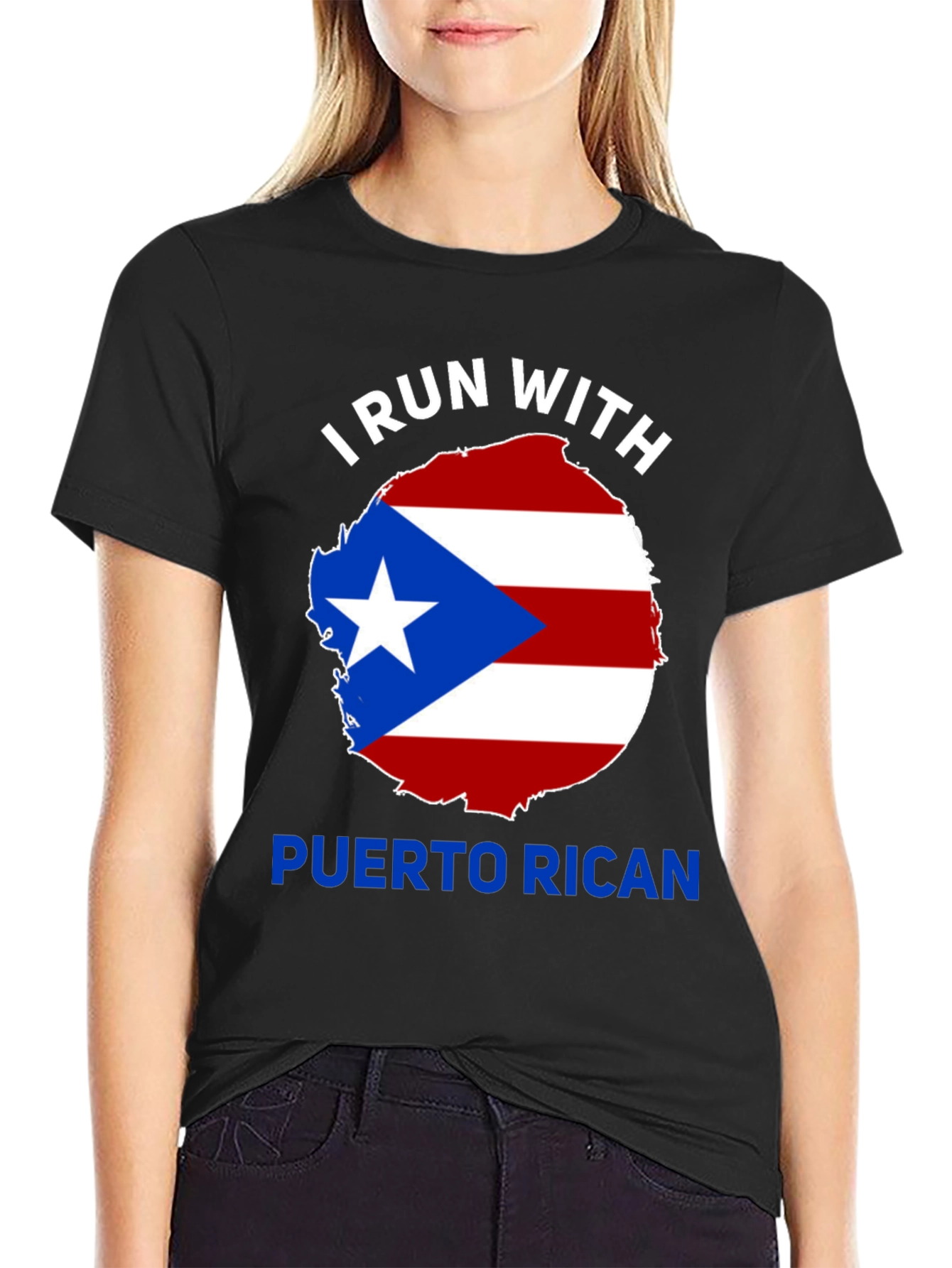 Camiseta Negra: ¡Corro Con Puerto Rico!