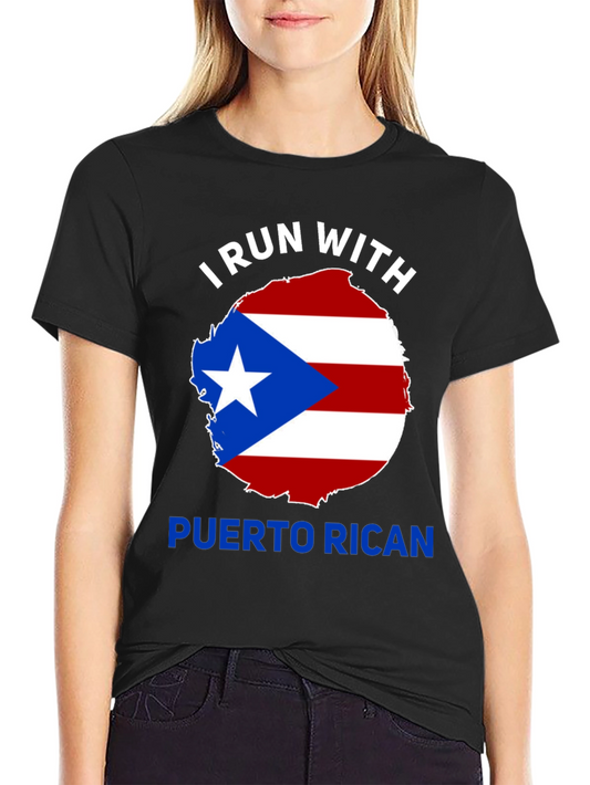 Camiseta Negra: ¡Corro Con Puerto Rico!