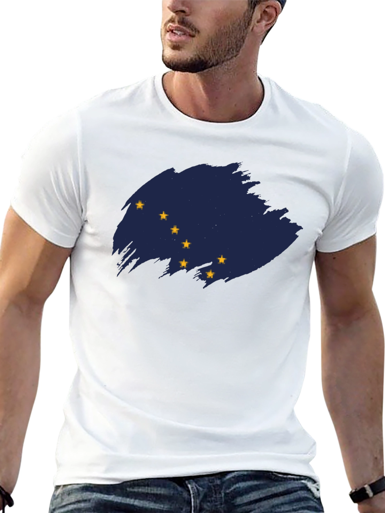 Camiseta Negra con Bandera de Alaska