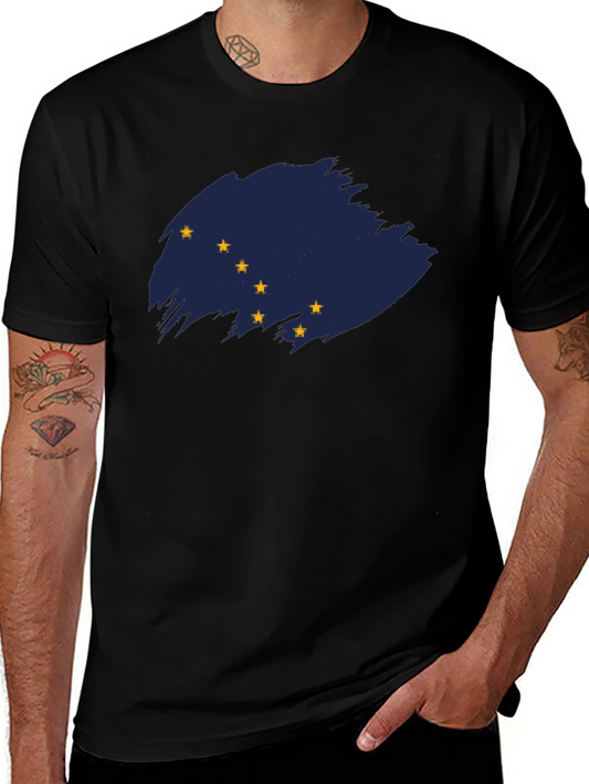 Camiseta Negra con Bandera de Alaska