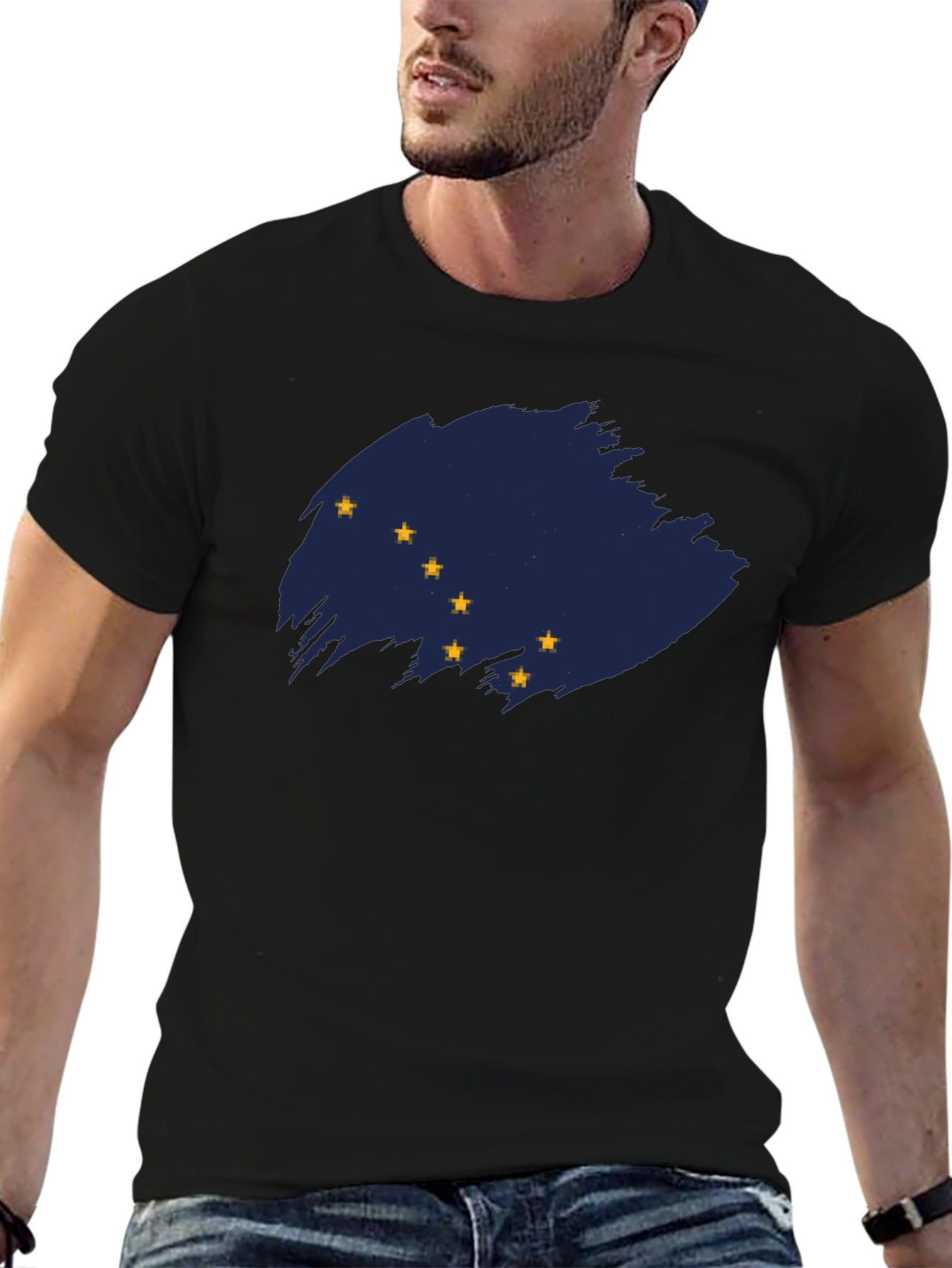 Camiseta Negra con Bandera de Alaska