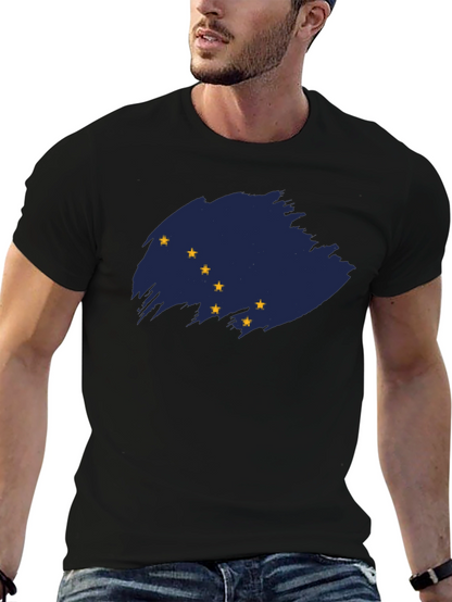 Camiseta Negra con Bandera de Alaska
