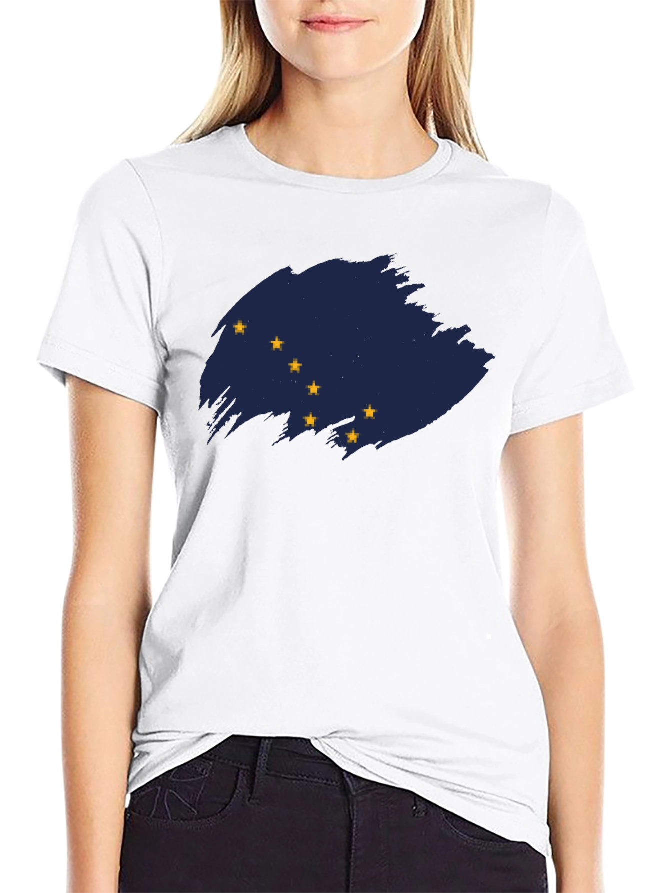 Camiseta Negra con Bandera de Alaska