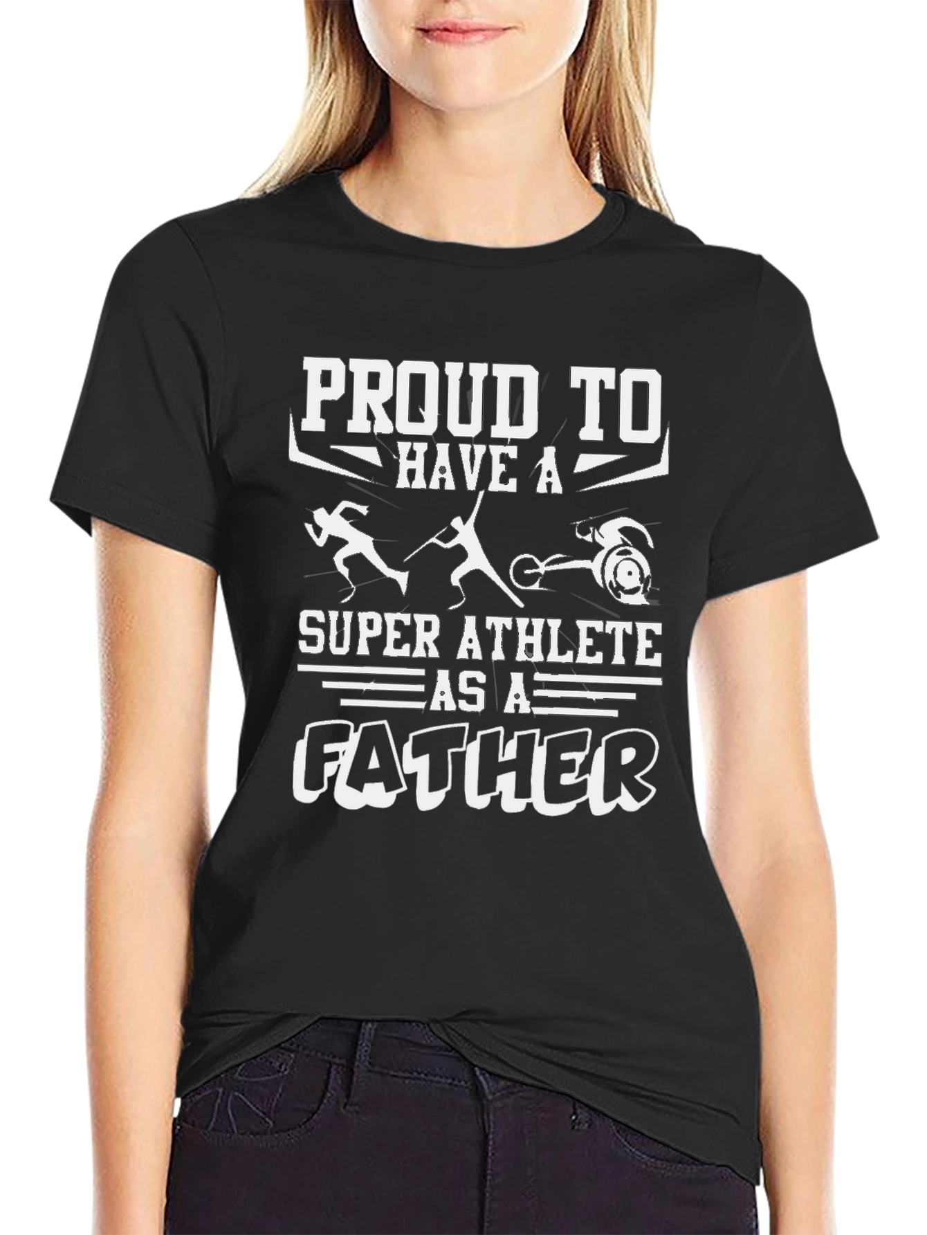 Camiseta Negra: Padre Super Atleta