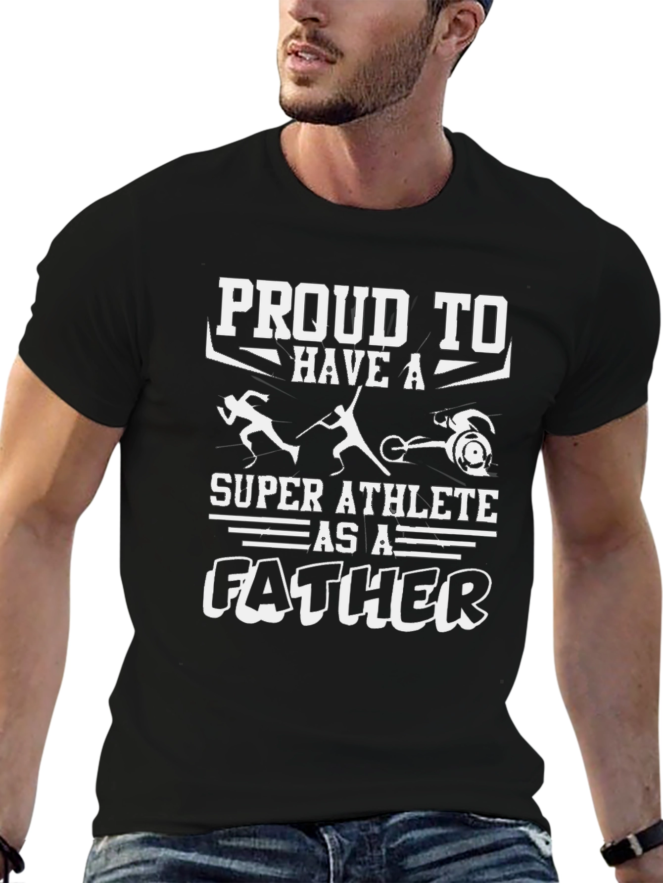 Camiseta Negra: Padre Super Atleta