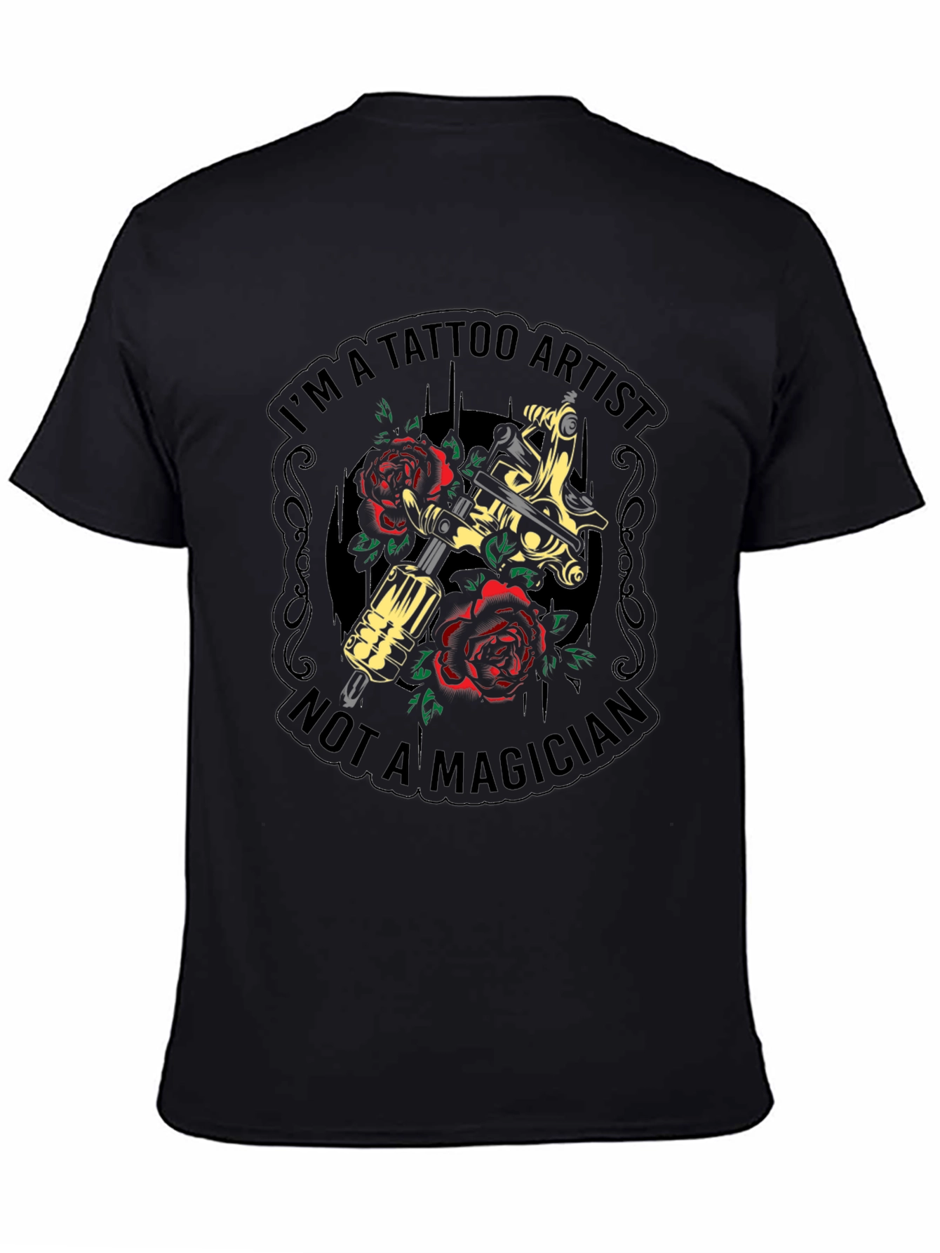 Camiseta Negra Soy Artista del Tatuaje No Mago