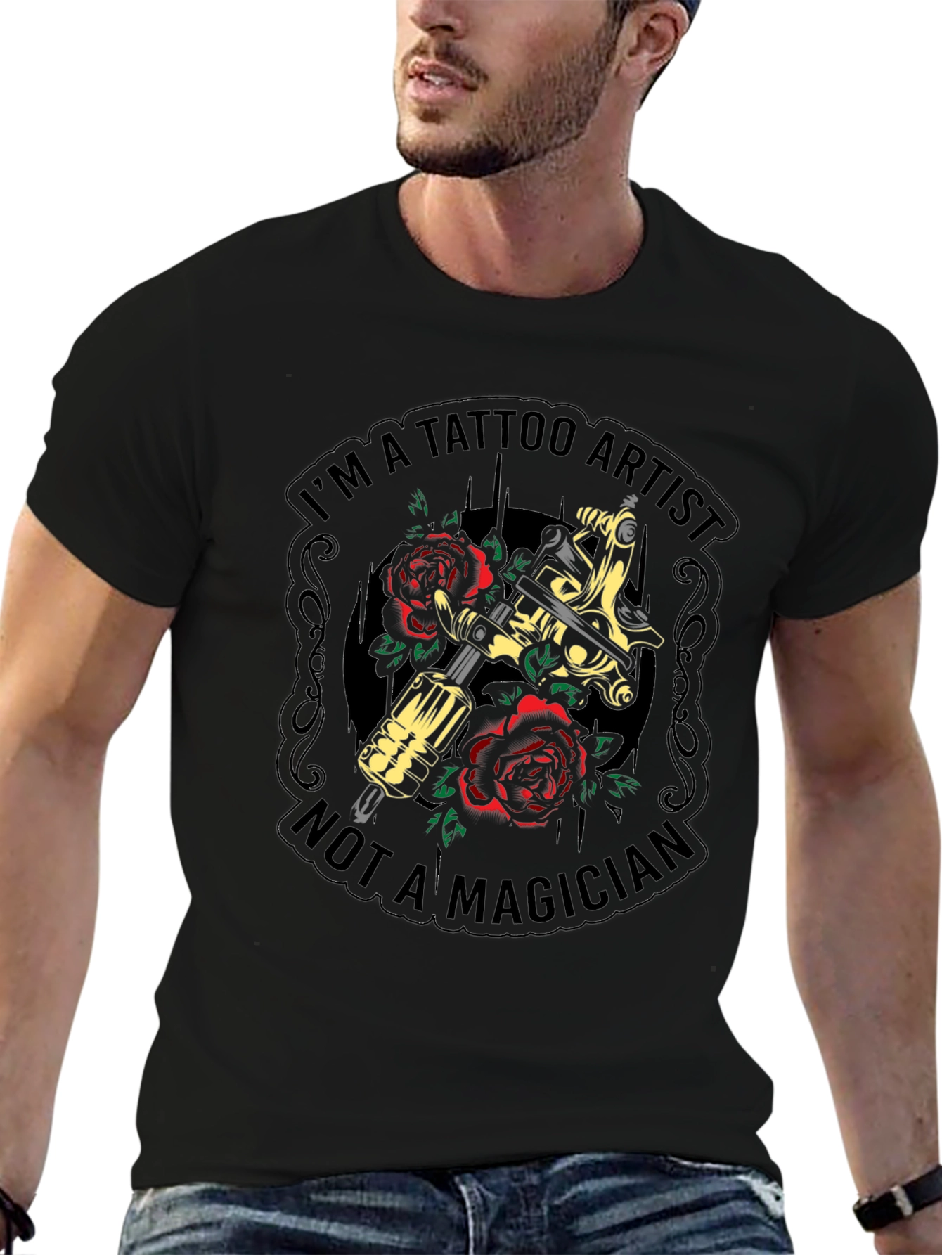 Camiseta Negra Soy Artista del Tatuaje No Mago