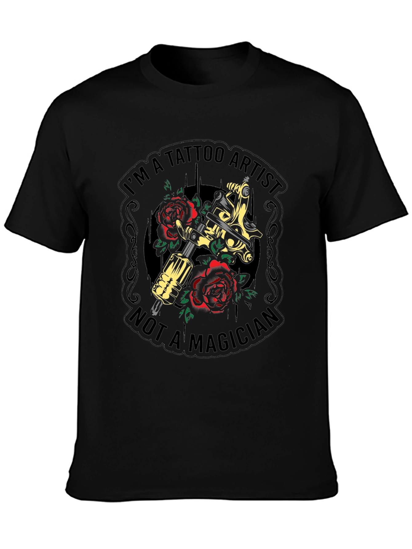 Camiseta Negra Soy Artista del Tatuaje No Mago