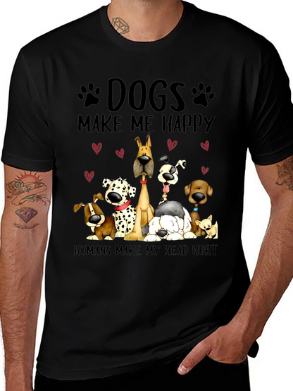Camiseta Negra con Diseño de Perros