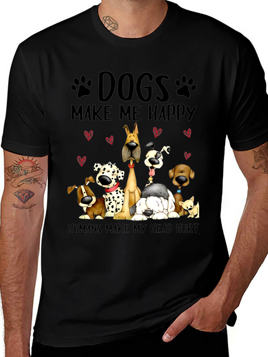 Camiseta Negra con Diseño de Perros