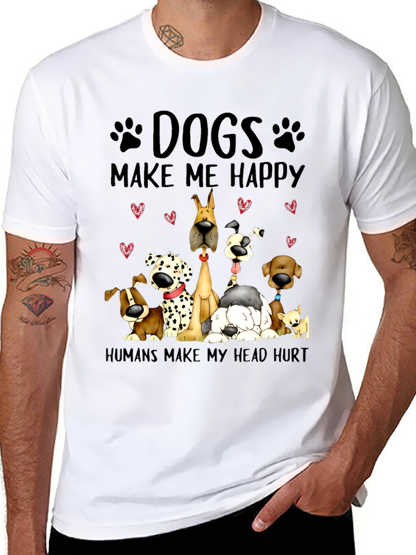 Camiseta Negra con Diseño de Perros
