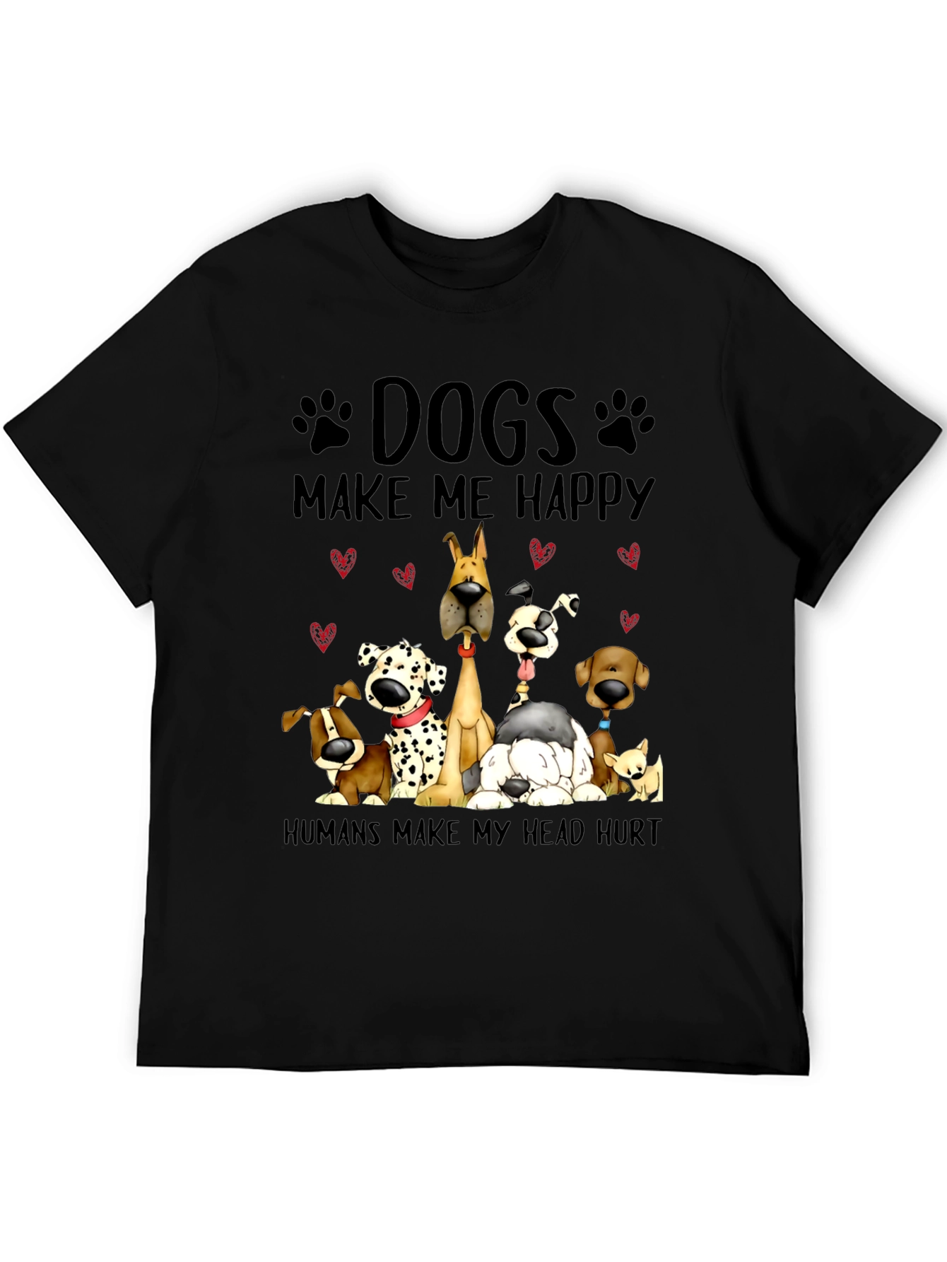 Camiseta Negra con Diseño de Perros