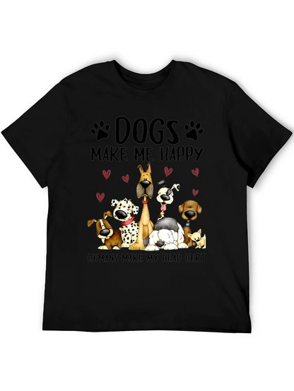 Camiseta Negra con Diseño de Perros