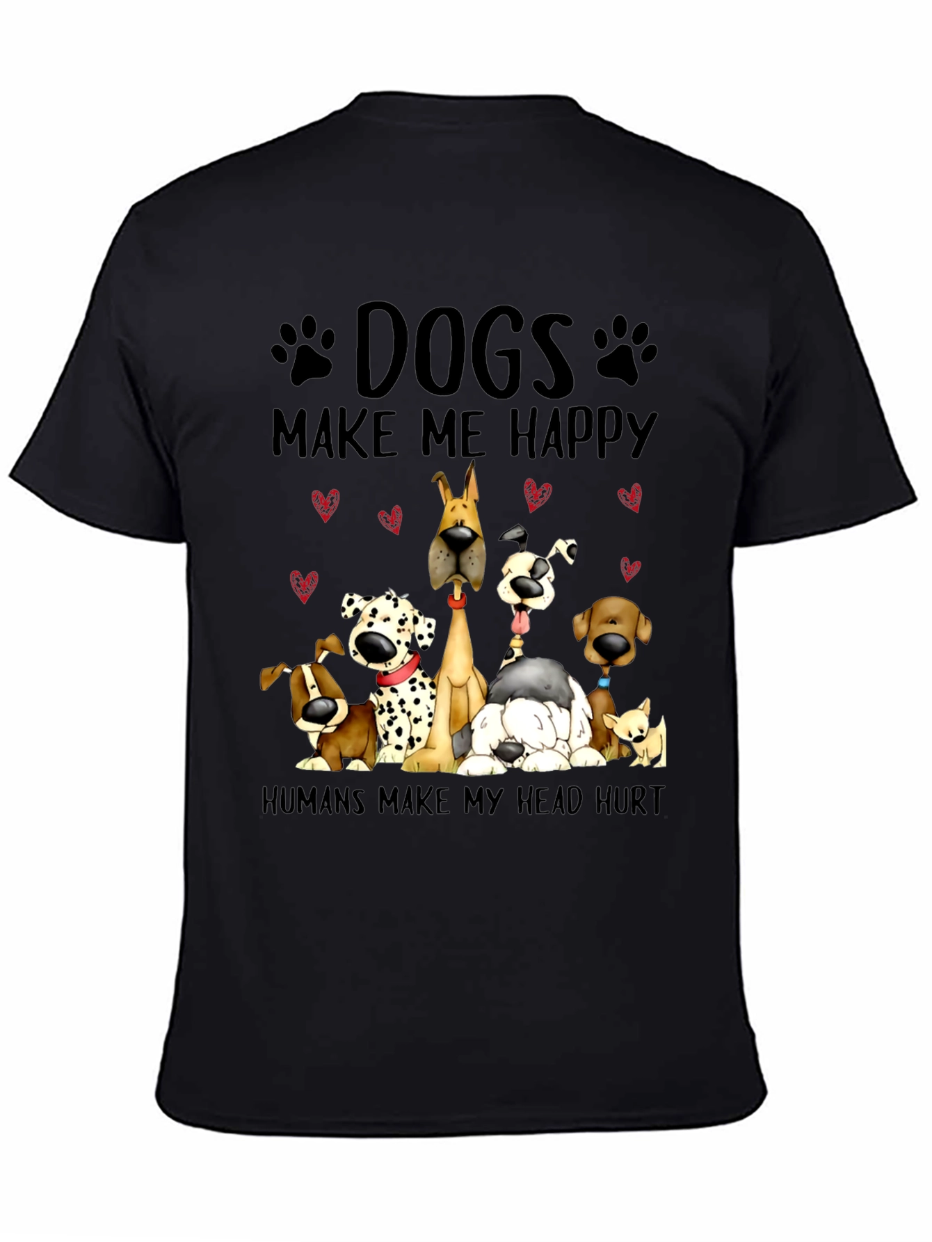 Camiseta Negra con Diseño de Perros