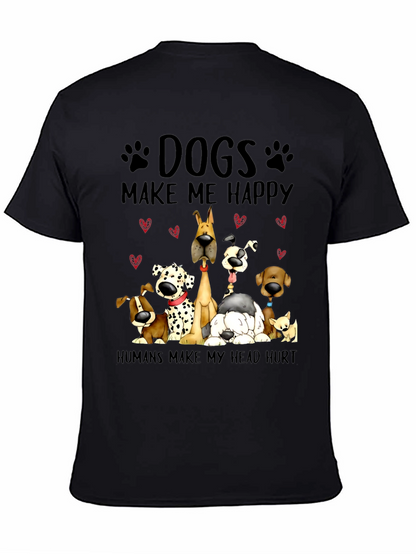 Camiseta Negra con Diseño de Perros