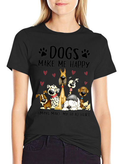 Camiseta Negra con Diseño de Perros