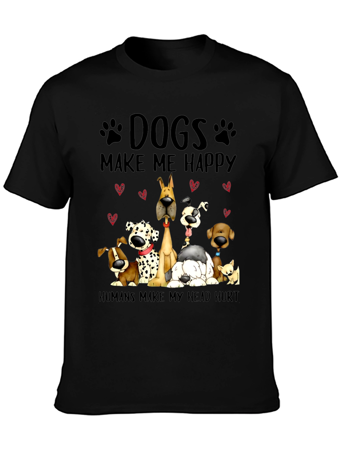 Camiseta Negra con Diseño de Perros