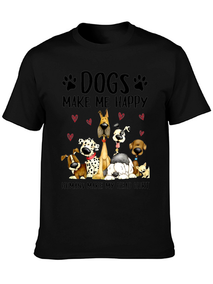Camiseta Negra con Diseño de Perros
