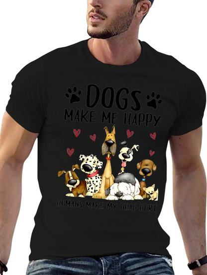 Camiseta Negra con Diseño de Perros
