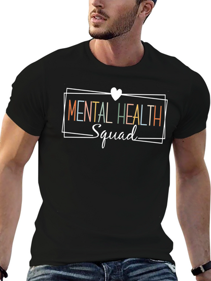 Camiseta Negra Mental Health Squad para Apoyo Mental