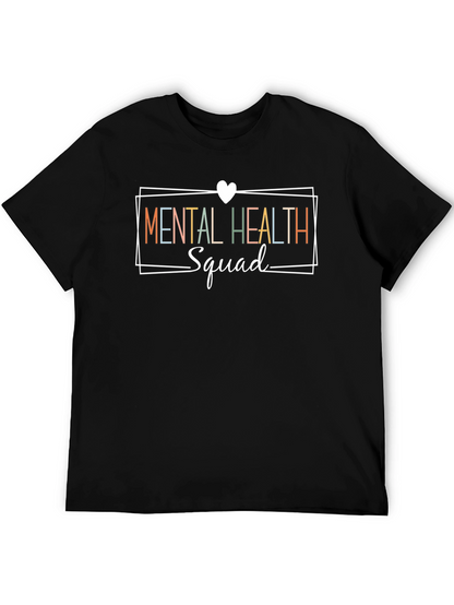 Camiseta Negra Mental Health Squad para Apoyo Mental