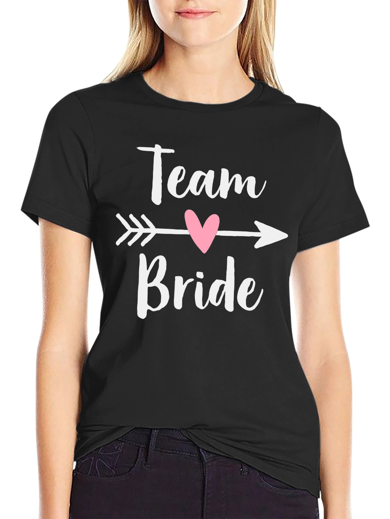 Camiseta Negra Team Bride con Corazón