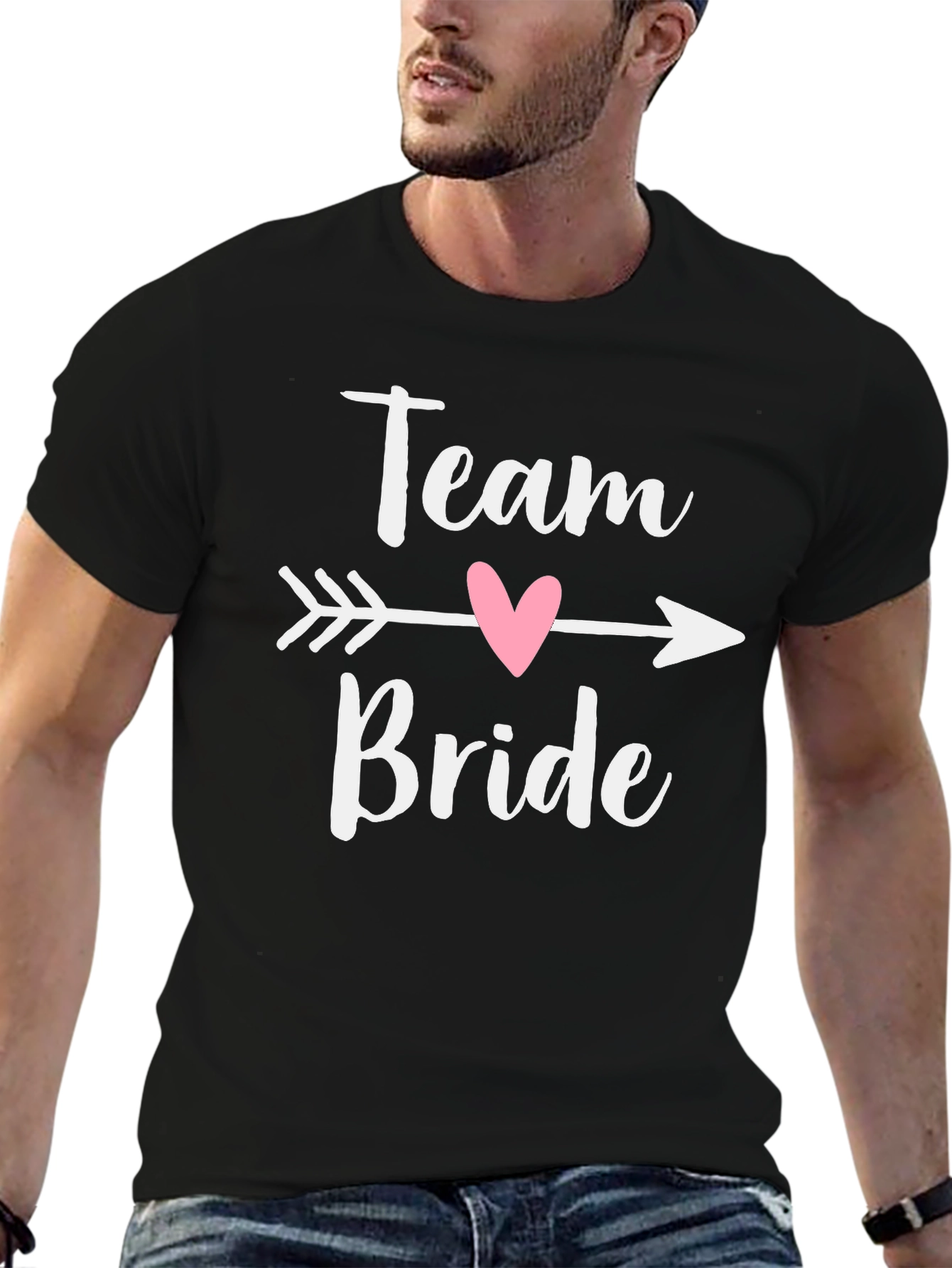 Camiseta Negra Team Bride con Corazón