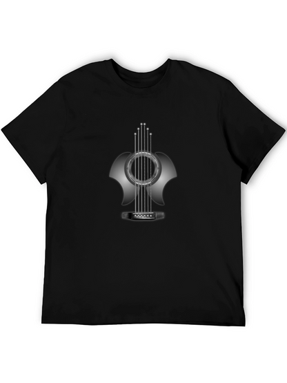 Camiseta Negra Guitarra Abstracta Hombre