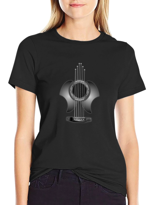 Camiseta Negra Guitarra Abstracta Hombre