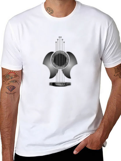 Camiseta Negra Guitarra Abstracta Hombre