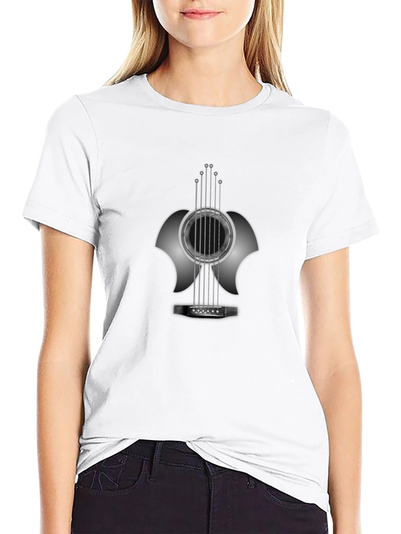 Camiseta Negra Guitarra Abstracta Hombre