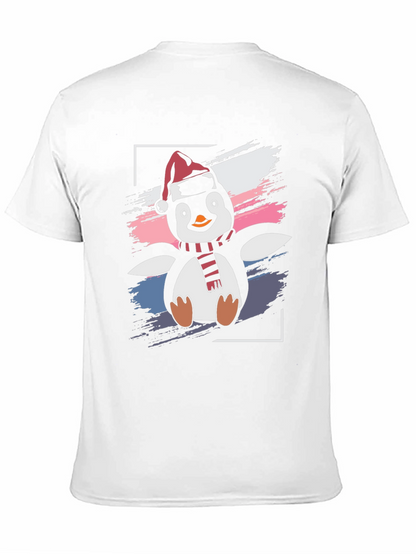 Camiseta Negra con Diseño de Pingüino Navideño