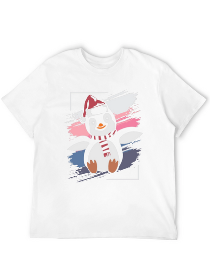 Camiseta Negra con Diseño de Pingüino Navideño