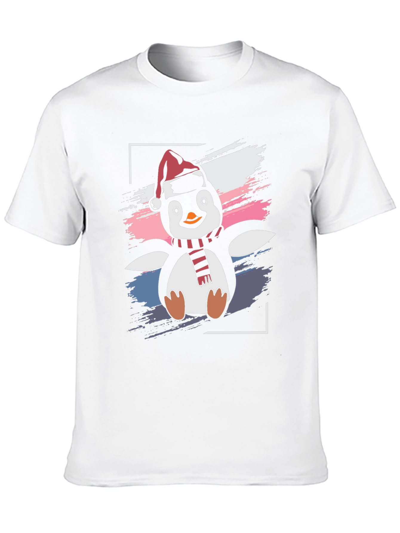 Camiseta Negra con Diseño de Pingüino Navideño