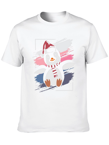 Camiseta Negra con Diseño de Pingüino Navideño