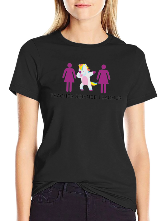 Camiseta Negra Profesor Ciencia Unicornio Divertida