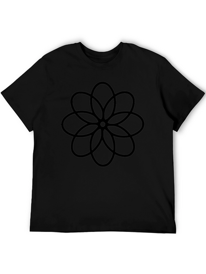 Camiseta Negra con Diseño Floral Abstracto