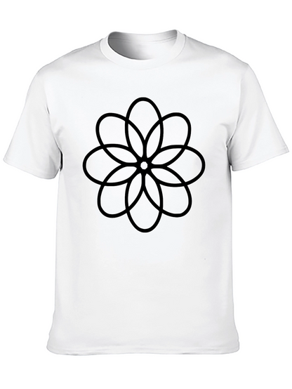 Camiseta Negra con Diseño Floral Abstracto