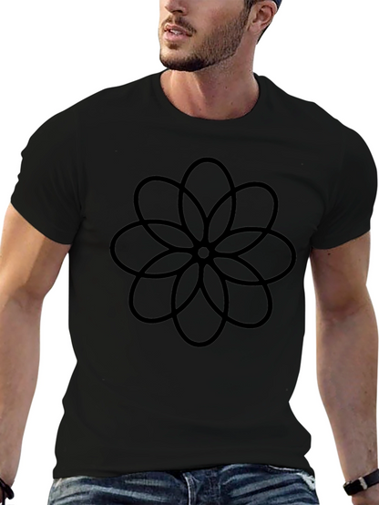 Camiseta Negra con Diseño Floral Abstracto