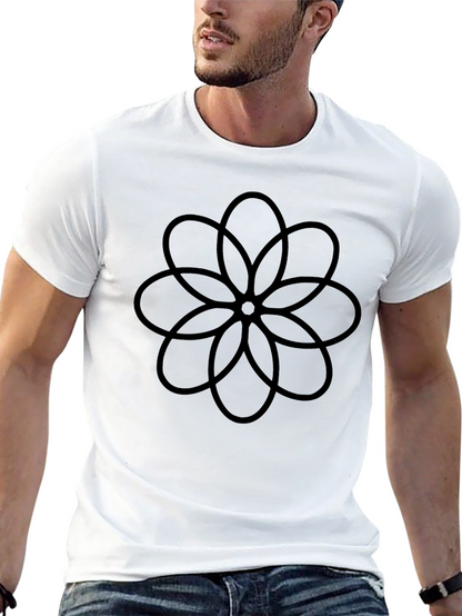 Camiseta Negra con Diseño Floral Abstracto