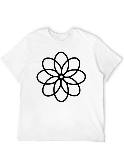Camiseta Negra con Diseño Floral Abstracto